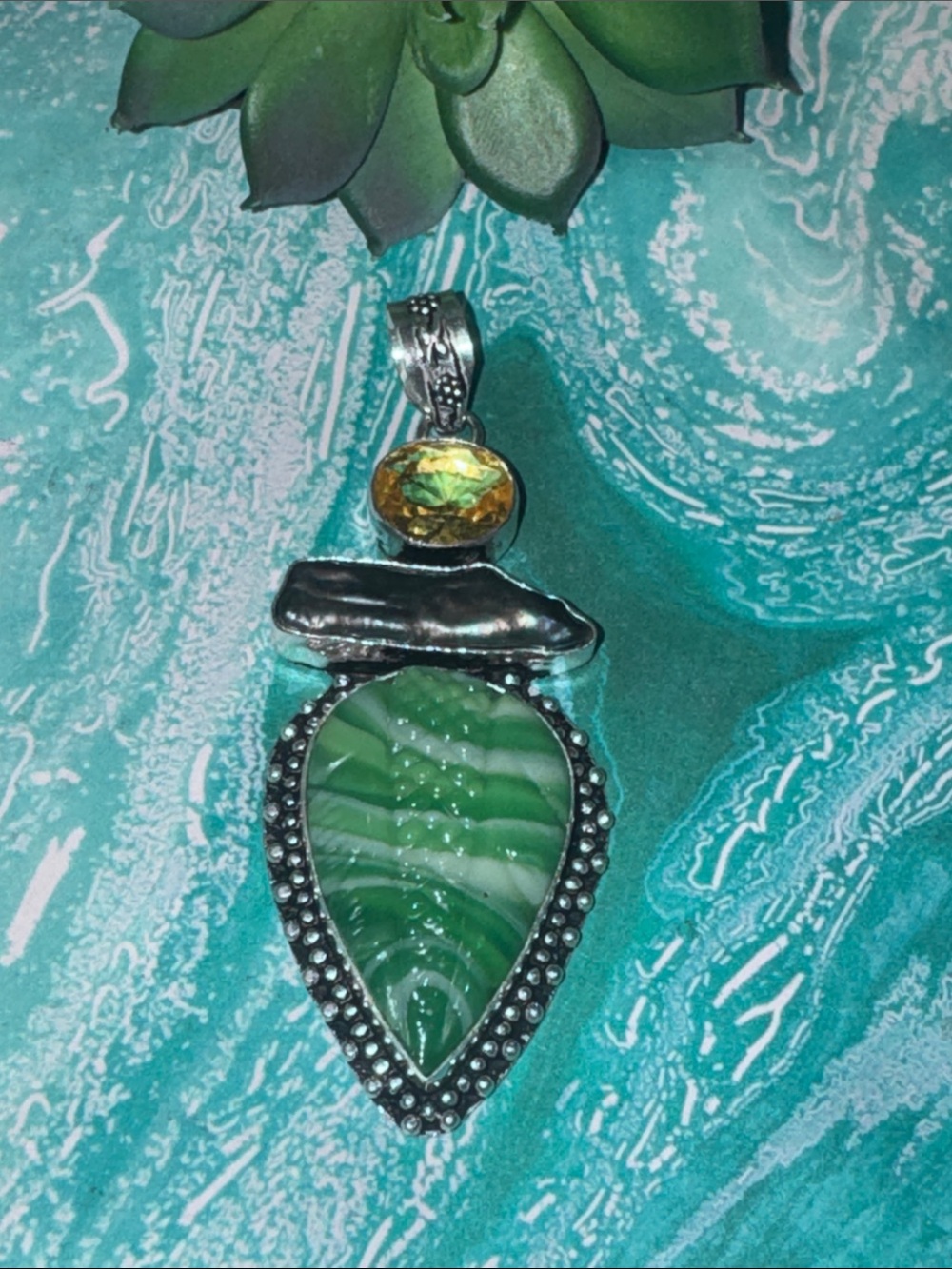 Agate & Pearl Pendant